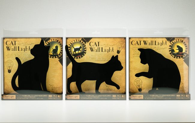 『CAT Wall Light』は音や振動に反応して暖かな色のLEDが自動で灯り、自動で消灯。猫シルエットも楽しい！