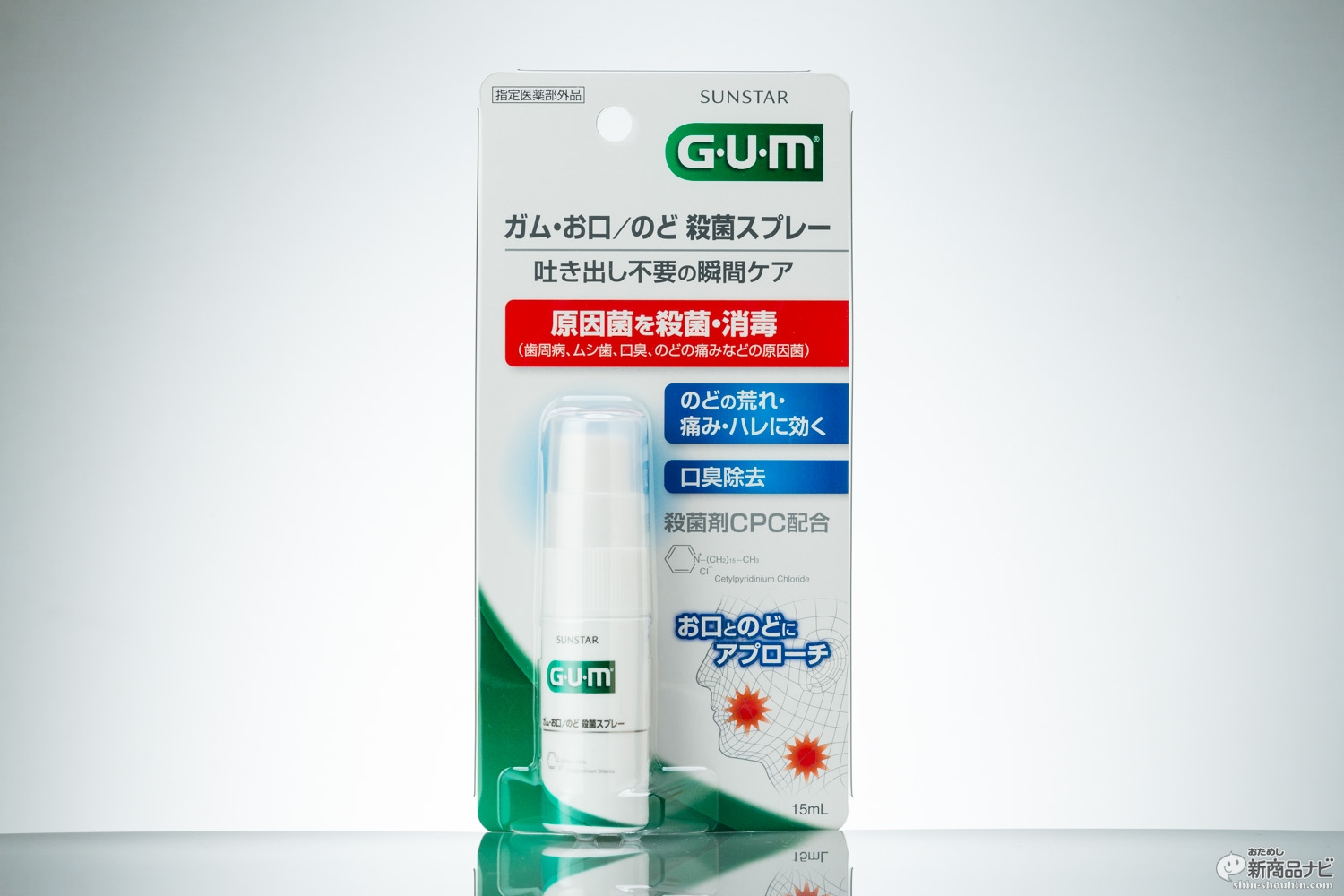 殺菌力に定評がある歯周病予防ブランド”G・U・M”から『ガム・お口/のど 殺菌スプレー』。お口の原因菌の殺菌・消毒に加え、気になる口臭やノドの